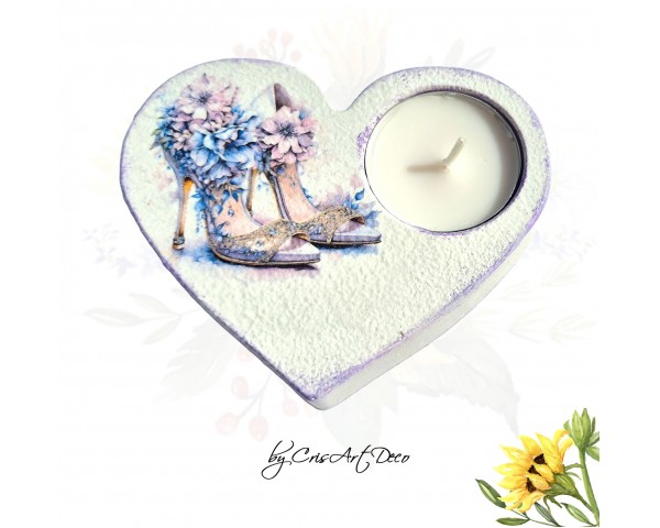 Suport decorativ pentru lumanare - pantofi cu flori 120059